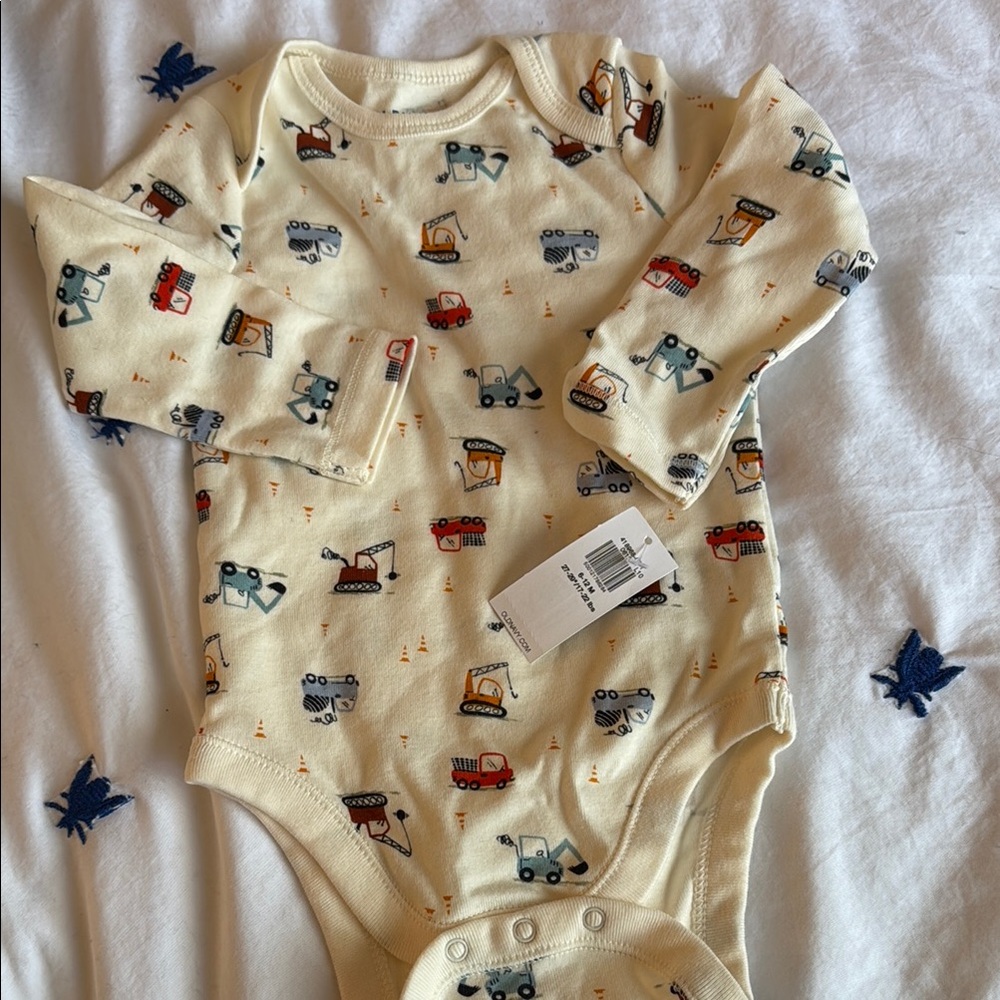 Baby Construction Print Cream Onesie